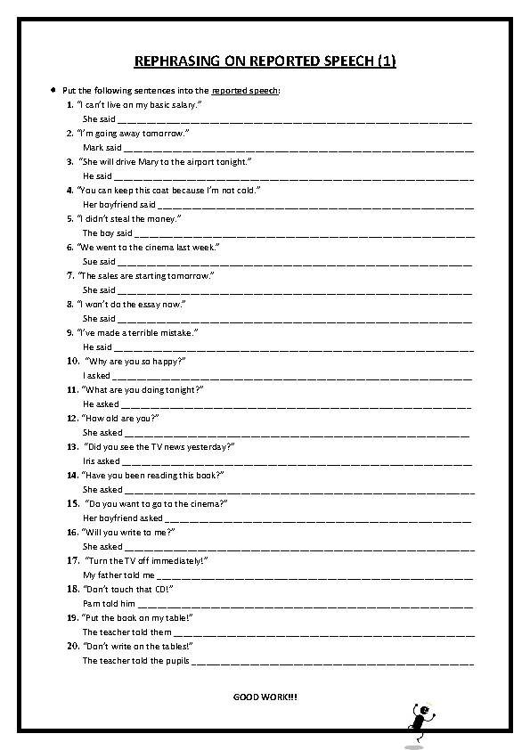 https www e grammar org reported speech exercises pdf